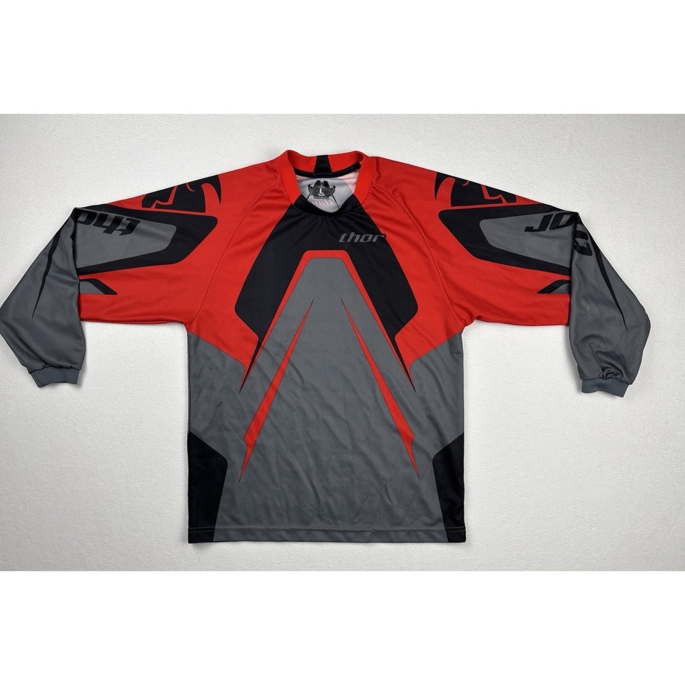 Thor‎ Youth Phase Motocross Jersey Red Gray Black Long Sleeve Size L